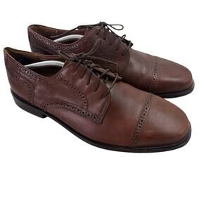 Bostonian Mens Cap Toe Oxford Brown Leather Italian made dress shoes size 11